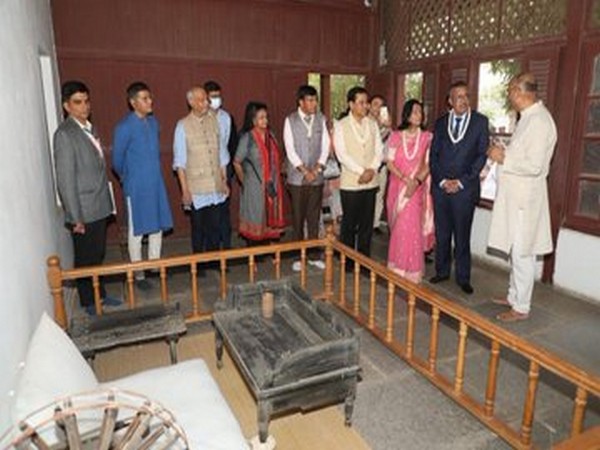 Mansukh Mandaviya visits Gandhi Ashram in Ahmedabad with WHO Chief and Sarbananda Sonwal. (Pic credit: Mansukh Mandaviya Twitter handle)