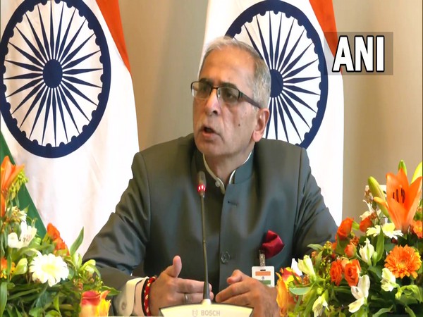 Foreign Secretary Vinay Kwatra addressing a press briefing in Copenhagen on Tuesday