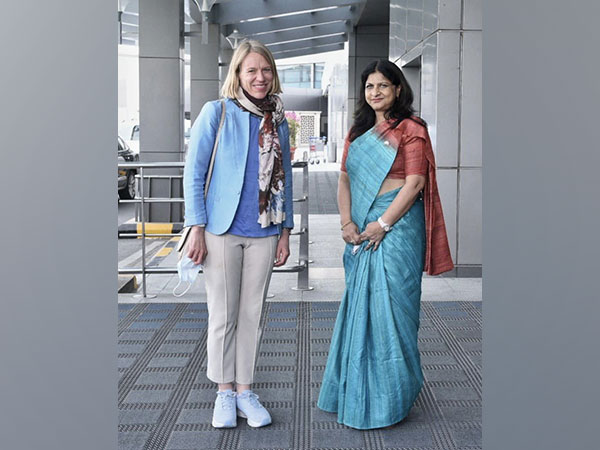 Norway's Foreign Minister Anniken Huitfeldt arriving in India on Monday (Twitter/@MEAIndia)