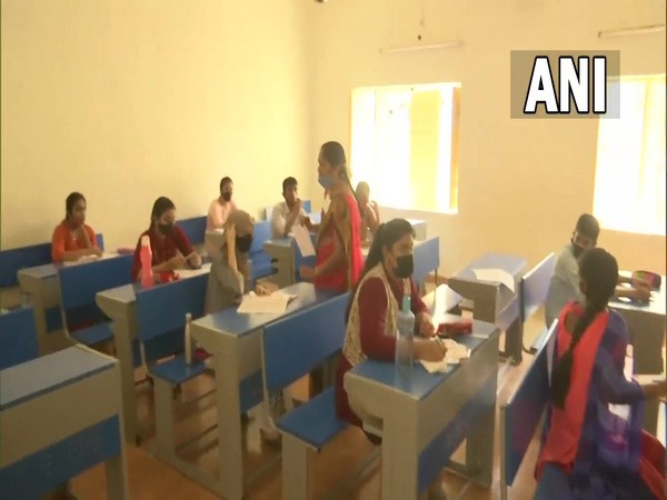 Students appearing for SSC exams at a school in Vijayawada (Photo/ANI)