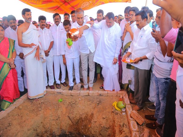 Telangana Health Minister Harish Rao Thanneeru lays foundation stone of development projects (Photo credit: Twitter @TelanganaHealth)