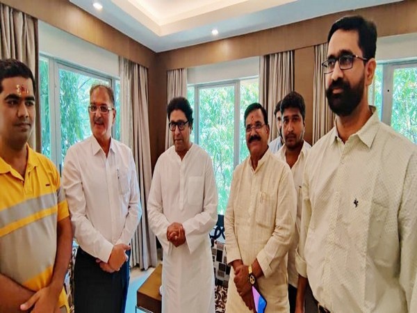 BJP leaders meeting Raj Thackeray on Sunday. 