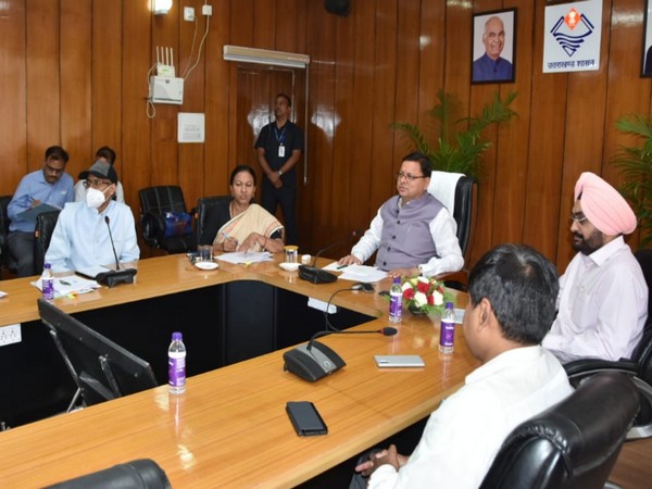 Uttarakhand Chief Minister Pushkar Singh Dhami charing meeting in Secretariat