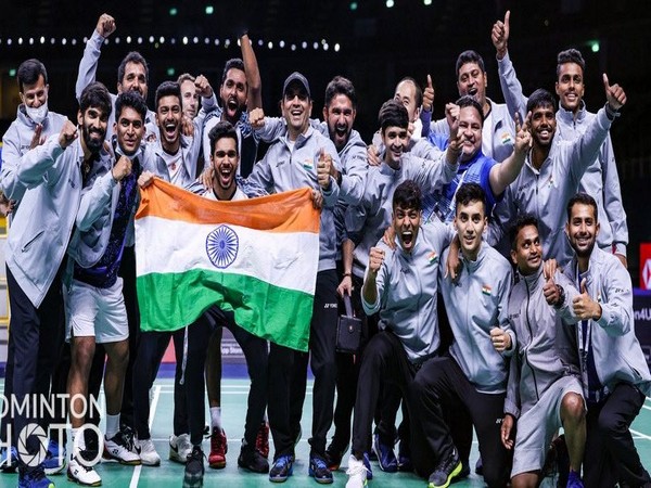 Indian team has captured its first-ever Thomas Cup. (Photo- Lakshya Sen twitter)