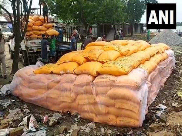 444 bags of urea fertiliser seized from Nagarbera Bazar area in Kamrup district.  (Photo/ANI)