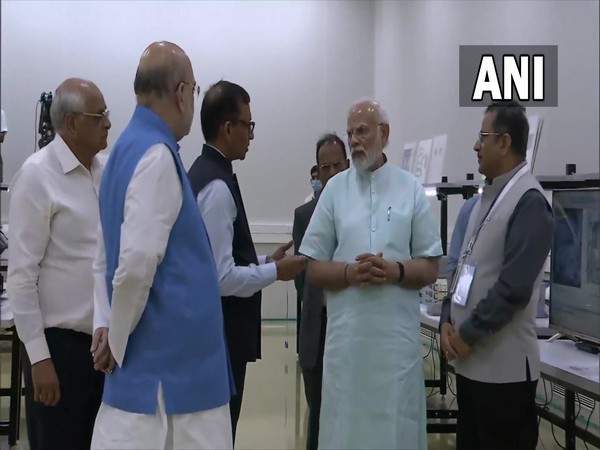 PM Modi inspects IN-SPACe headquarters after inaugurating it in Ahmedabad on Friday. [Photo/ANI]