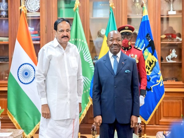 Vice President M. Venkaiah Naidu with President of Gabon Ali Bongo Ondimba in Libreville (Photo/Twitter @VPSecretariat)