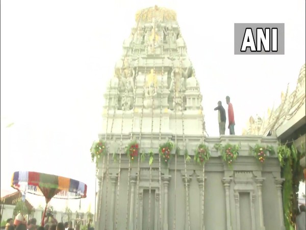 The newly inaugurated Ch Kondur Srilakshmi Narasimha Swamy Temple in Telangana's Nizamabad. (Photo/ANI)