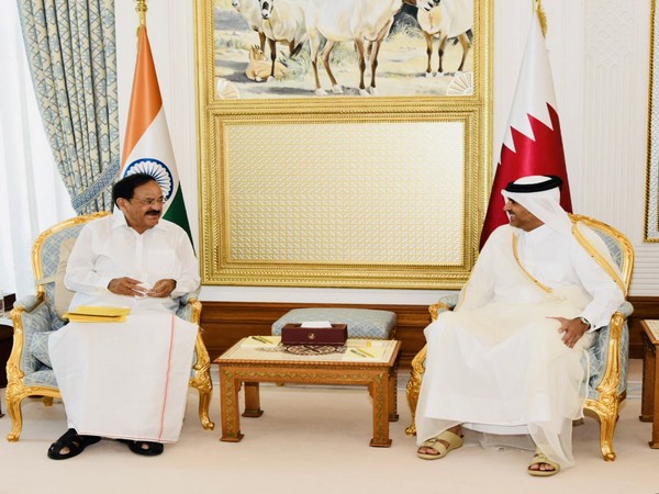 Qatar PM Sheikh Khalid bin Khalifa bin Abdulaziz Al Thani and Vice President M Venkaiah Naidu