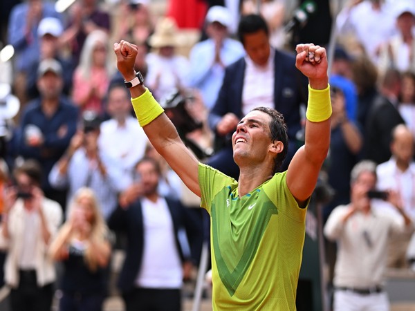 Rafael Nadal celebrates after winning French Open 2022 (Image: Roland-Garros Twitter)