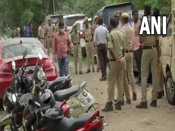 Visual outside the Jubilee Hills police station in Telangana (Phoot/ANI)