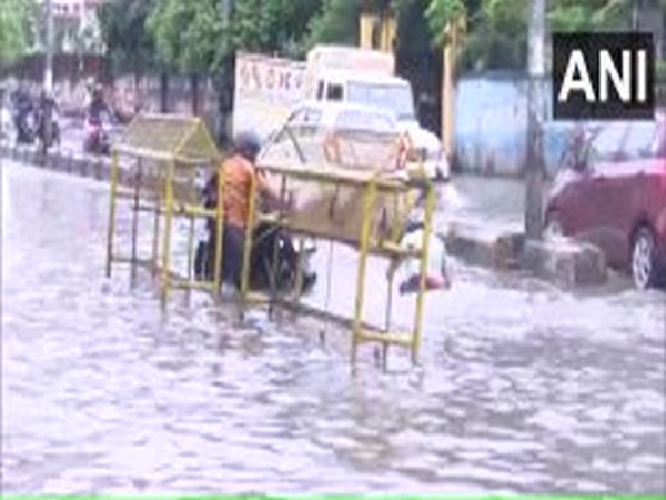 Water logging occurred in several parts of Guwahati . (Photo/ANI)
