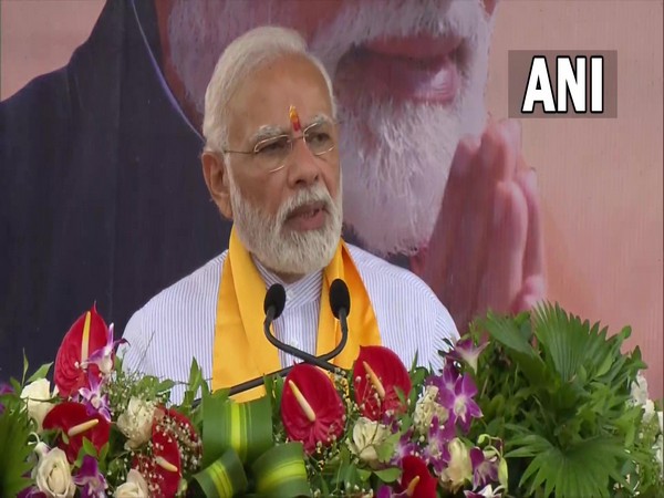 Prime Minister Narendra Modi at the redeveloped Kalika Mata temple atop the Pavagadh hill in Gujarat's Panchmahal district on Saturday. (Photo/ANI)