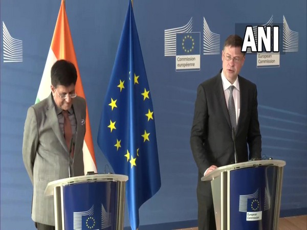 Union Minister of Commerce and Industry Piyush Goyal and European Commission executive vice-president Valdis Dombrovskis