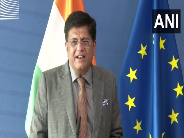 Union Minister of Commerce and Industry Piyush Goyal speaking in Brussels