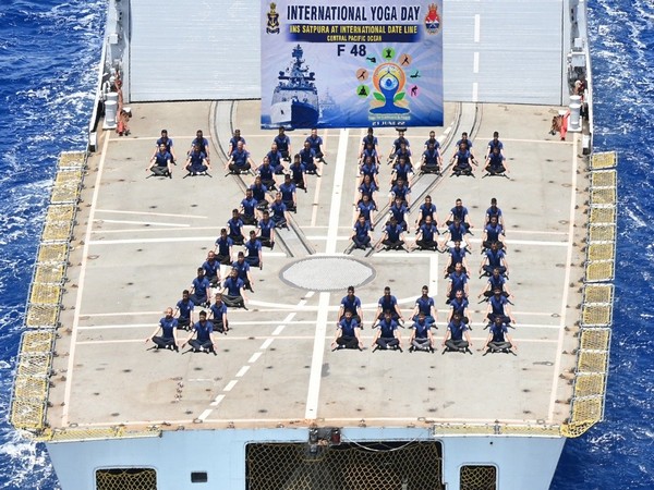 Easternmost deployed Indian Naval warship kick-start yoga activities