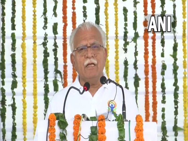 Haryana Chief Minister Manohar Lal Khattar at Bhiwani (Photo/ANI)