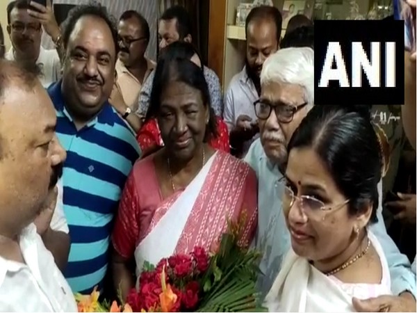 Crowd gathered to congratulate Draupadi Murmu at her residence in Odisha (Photo/ANI)