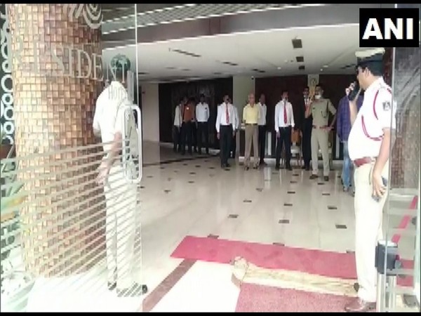 Visuals from Hubballi hotel where vastu expert Chandrashekhar Guruji was stabbed to death (Photo/ANI)