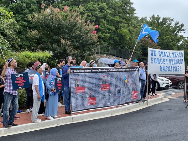 Representative Image of Uyghur Americans protesting in front of Chinese Embassy in Washington DC to remember the 2009 Urumchi Massacre (Photo Credit: Twitter)