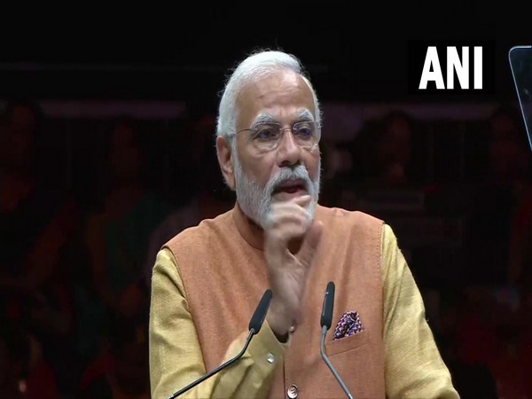 Prime Minister Narendra Modi addressing the Indian community in Munich on Sunday. (Photo/.ANI)