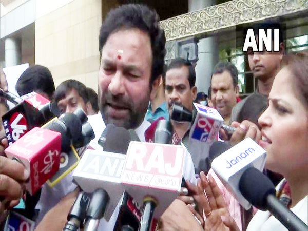 Union Minister G Kishan Reddy addressing media in Hyderabad.  (Photo/ANI)