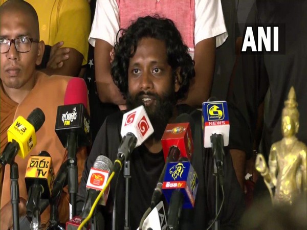 Danish Ali, a Sri Lankan protester at a press conference 