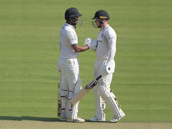 Cheteshwar Pujara and Tom Alsop (Photo: Twitter/Sussex Cricket)