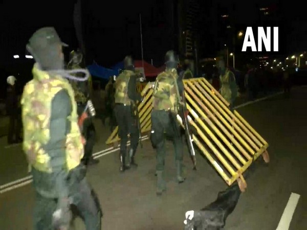 Large number of protestors confronted armed security personnel on Friday morning (Photo/ANI)