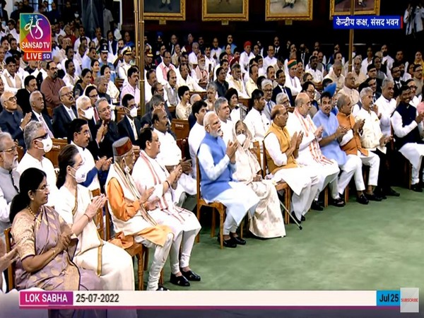 Visuals from the Central Hall of the Parliament during the swearing-in ceremony of President Droupadi Murmu