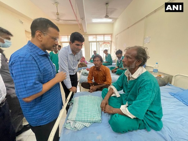 Delhi Chief Minister Arvind Kejriwal meets Gujarat's Bhavnagar Hooch tragedy victims on Tuesday. 