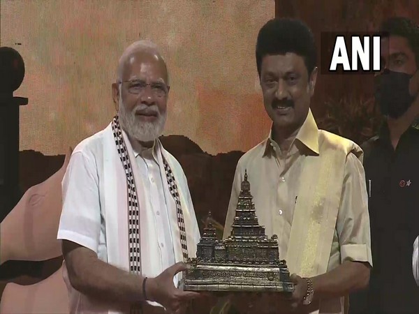Tamil Nadu CM MK Stalin felicitating Prime Minister Narendra Modi (Photo/ANI)
