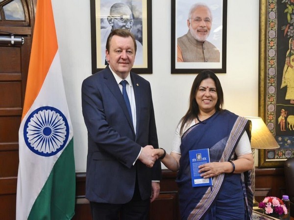 Minister of State for External Affairs Meenakashi Lekhi with Deputy Foreign Minister of Belarus Sergei Aleinik (Photo Credit: Twitter)
