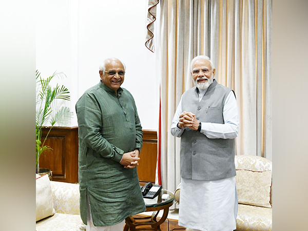Gujarat Chief Minister Bhupendra Patel (L) with Prime Minister Narendra Modi in New Delhi 