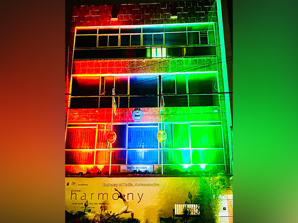 Indian Embassy building in Antananarivo lit up in tricolor (Image Credit: Twitter/@IndembTana)