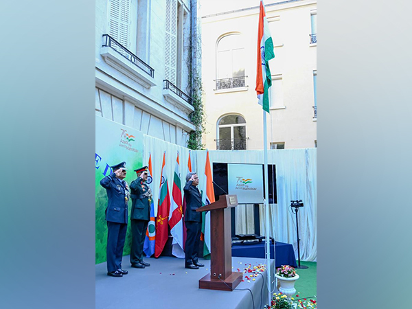 Tricolour unfurls at Embassy in Paris on India's 75 yrs of Independence (Twitter: Indian Embassy in Paris)