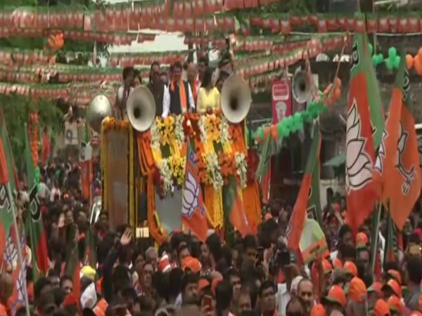 Chief Minister Devendra Fadnavis holding a roadshow in Maharashtra's Nagpur on Saturday. Photo/ANI