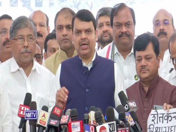 Maharashtra BJP leader Devendra Fadnavis speaking to reporters in Mumbai on Monday. Photo/ANI