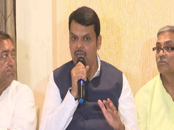 Maharashtra Chief Minister Devendra Fadnavis speaking at a press conference in Indore, Madhya Pradesh on Monday. Photo/ANI
