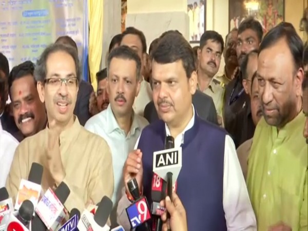 Maharashtra Chief Minister Devendra Fadnavis talking to reporters in Mumbai on Wednesday. Photo/ANI