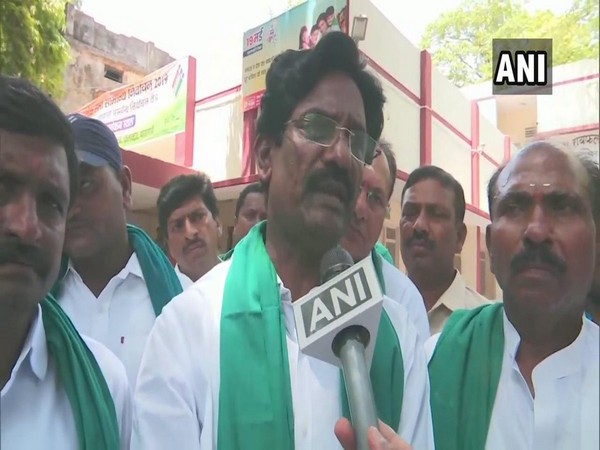 One of the turmeric farmers while speaking to ANI in Varanasi on Saturday. Photo/ANI