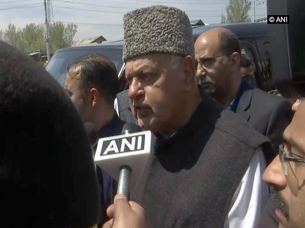 NC chairman Farooq Abdullah talking to ANI in Srinagar on Sunday. Photo/ANI   