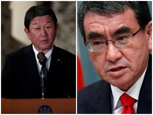 Japanese Foreign Affairs Minister Toshimitsu Motegi and Defence Minister Taro Kono