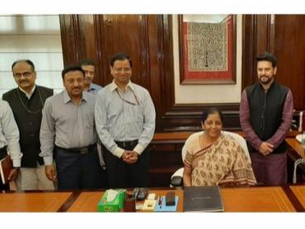 Sitharaman (seated) took over as India's first full-time woman finance minister on May 31