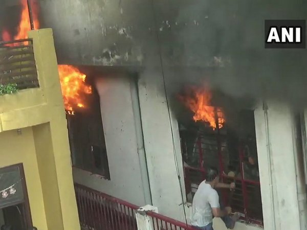 Eight fire tenders were pressed into service to douse the fire. Photo/ANI   