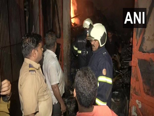Visuals of the fire which broke out at the warehouse in Mumbai. Photo/ANI