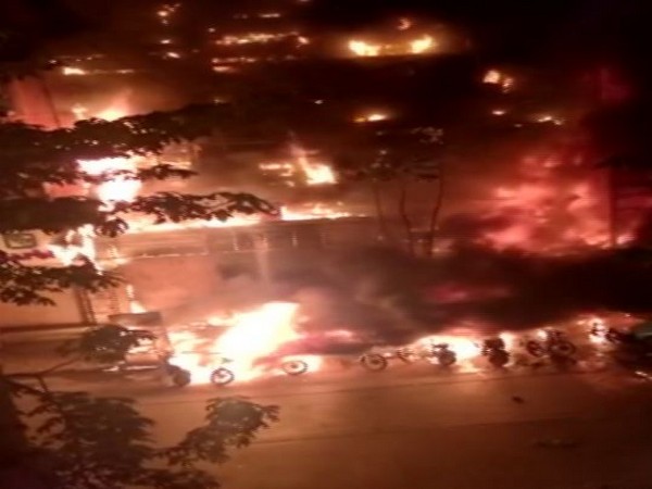 Mumbai: Fire broke out in Ismail building at Bhendi Bazar. Photo/ANI