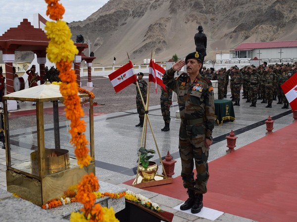 General Officer Commanding (GOC) of the Fire and Fury Corps, Lieutenant General Yogesh Kumar Joshi, laid the wreath to honour the martyrs (Picture credit: Ministry of Defence)
