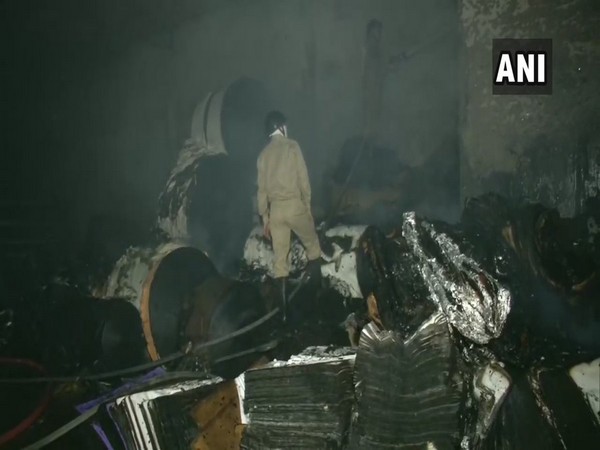 A visual from the fire spot in Delhi where the cooling process is underway. 