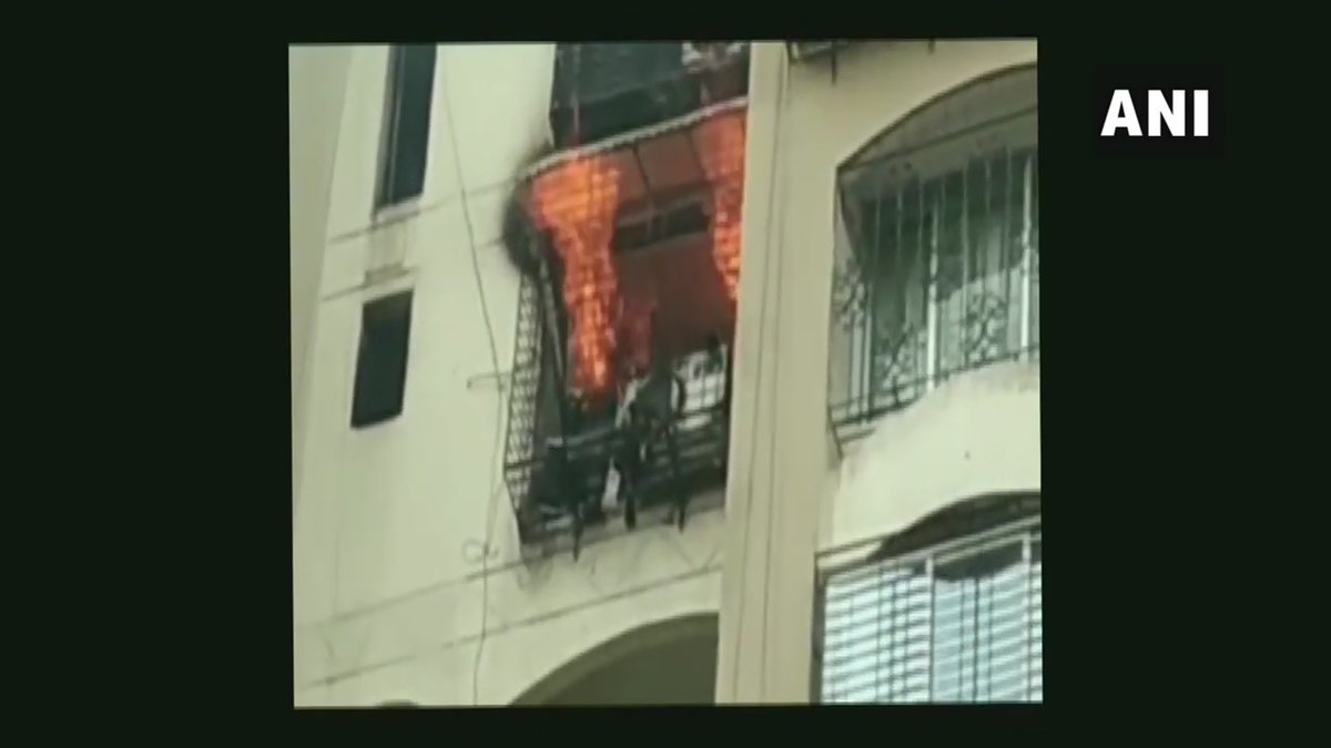 Visuals of fire at Minar Towar in Mumbai.